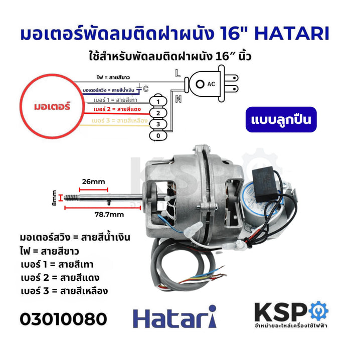 มอเตอร์พัดลม 16นิ้ว HATARI ติดผนัง แบบลูกปืน อะไหล่พัดลม – KSP Part