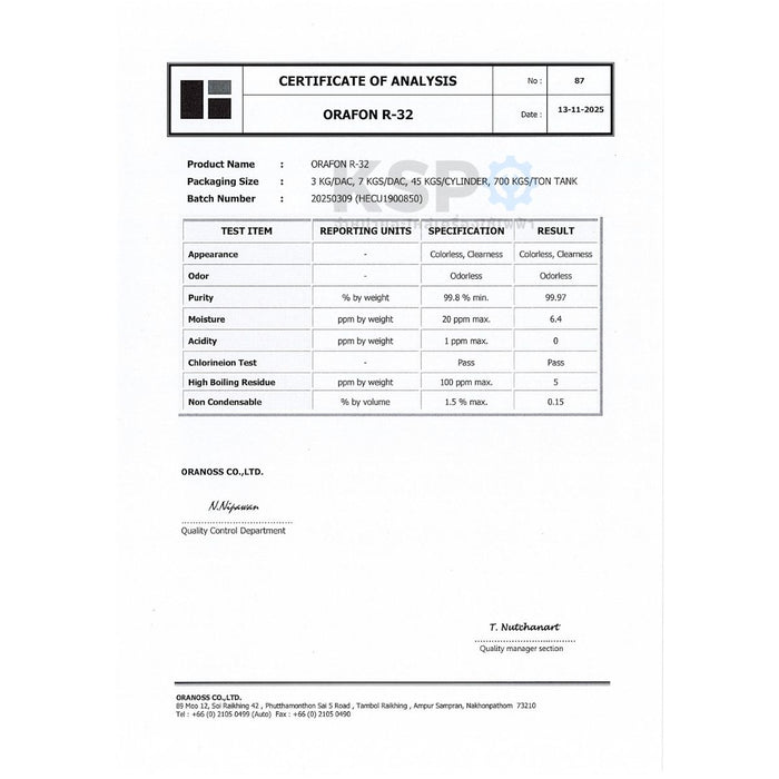 น้ำยาแอร์ ORAFON R-32 แบบกระป๋อง สารทำความเย็น ขนาด 500 กรัม อะไหล่แอร์